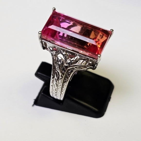 Genuine Sunset Quartz Ring Platinum over Sterling Silver Size 6! - Picture 4 of 6